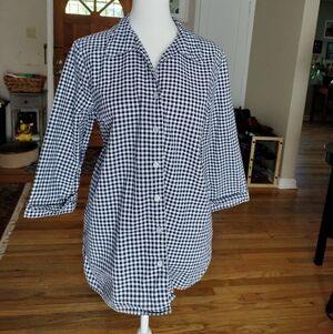 Blair Dark Navy Blue and White Checkered Womens Shirt